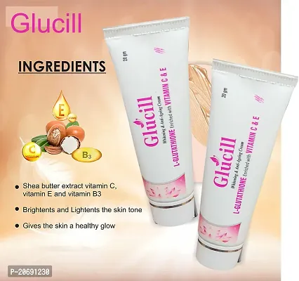 Will Impex Glucill Skin  Anti Ageing Cream I L- Glutathione enriched with Vitamin C  E for Glowing  Youthful Skin Lighten, Skin tone With UV Protection 20gm-thumb3