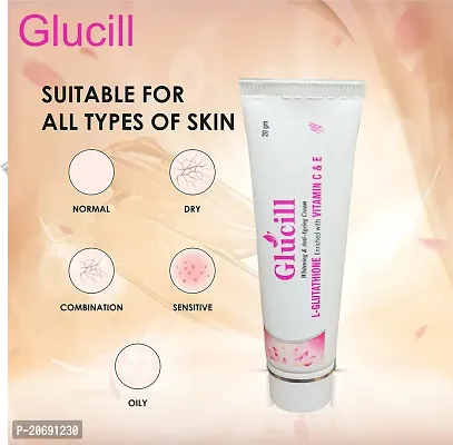 Will Impex Glucill Skin  Anti Ageing Cream I L- Glutathione enriched with Vitamin C  E for Glowing  Youthful Skin Lighten, Skin tone With UV Protection 20gm-thumb2