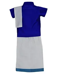 Stylish Blue Cotton Kurta Set with Accessories For Boys - Shirt, Dhoti, Angavastra, Cooling Glass, Naripal, Chain, Bracelets-thumb1