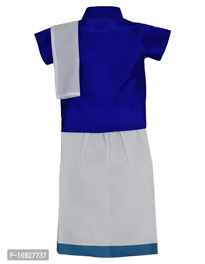 Stylish Blue Cotton Kurta Set with Accessories For Boys - Shirt, Dhoti, Angavastra, Cooling Glass, Naripal, Chain, Bracelets-thumb2
