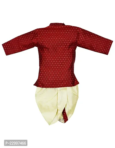 Boys Kurta Pyjama Printed Silk Pajama Dhoti Pant Set for Kids-thumb2