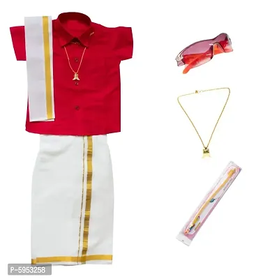 Super Cute Traditional South Indian Boys Dhoti Shirt Set WITH ACCESSORIES-thumb0