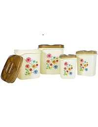KITCHEN QUEEN  Storage Container Flower 500ml, 1000ml, 2000ml, 3000ml Plastic Tea Coffee and Sugar Container (Set 4 PCS)-thumb1