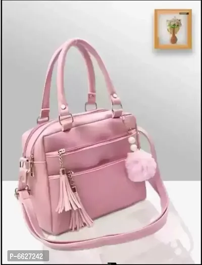 Stylish Pink Pu Solid Sling Bags For Women