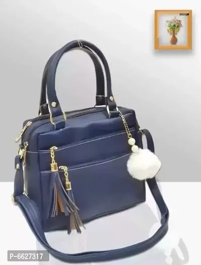 Stylish Blue Pu Solid Sling Bags For Women