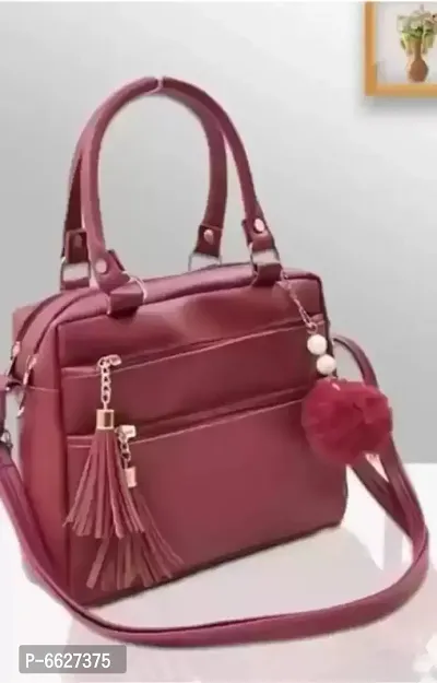 Maroon Pu Solid Sling Bags For Women