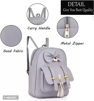 Trendy Grey PU Bags For Women-  3 Pieces Set, Backpack, Sling Bag, Clutches-thumb4