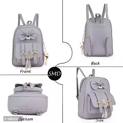 Trendy Grey PU Bags For Women-  3 Pieces Set, Backpack, Sling Bag, Clutches-thumb5