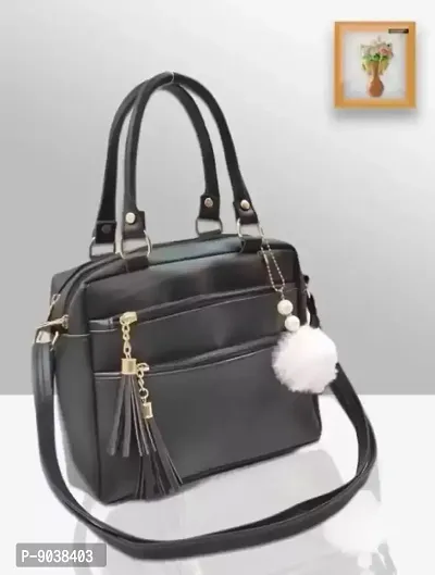 Black Womens Leatherette Sling Bag