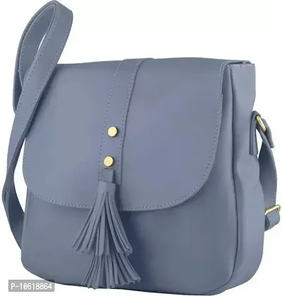 Beautiful Grey Pu Solid Sling Bags For Women