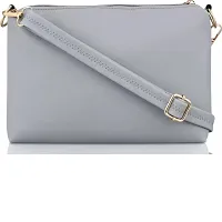 Grey Leatherette Self Pattern Handbags For Women-thumb3
