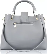 Grey Leatherette Self Pattern Handbags For Women-thumb1