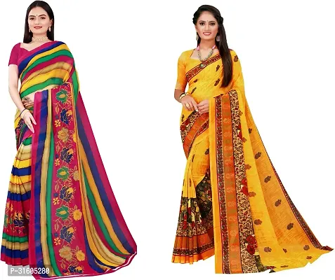 Stylish Multicoloured Georgette Saree With Blouse Piece For Women Pack Of 2-thumb0