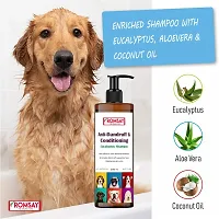 ROMSAY Anti-Dandruff  Conditioning Shampoo + Anti-Tick  Flea Neem Spray + Pet Grooming Brush Allergy Relief, Anti-fungal, Anti-itching, Flea and Tick, Neem, Eucalyptus Mint Dog Shampoo-thumb1