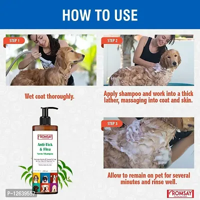 ROMSAY Anti-Tick  Flea Neem Shampoo For Dogs  Cats 200ML+ Bathing Hand Brush Flea and Tick, Allergy Relief, Anti-dandruff, Anti-fungal, Anti-itching Fresh Notes Dog Shampoo (200 ml)-thumb4