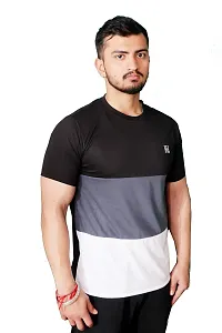 Solid Men's Round Neck Cotton Blend Half Sleeve T-Shirts-thumb4