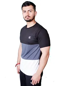 Solid Men's Round Neck Cotton Blend Half Sleeve T-Shirts-thumb1