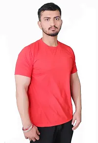 Solid Men's Round Neck Cotton Blend Half Sleeve T-Shirts-thumb3