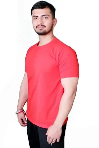 Solid Men's Round Neck Cotton Blend Half Sleeve T-Shirts-thumb4