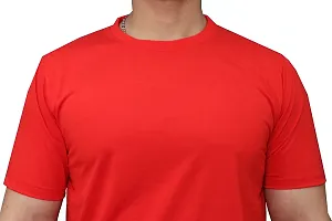 Solid Men's Round Neck Cotton Blend Half Sleeve T-Shirts-thumb2