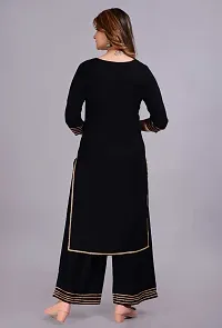 Deep Fashion Black Rayon Women Kurta  Palazzo Set (XX-Large)-thumb1