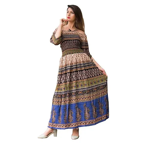 Bollywood Style Rayon Ethnic Printed Gowns