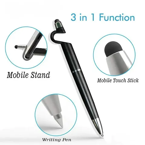 3 in 1 Ballpoint Pen with Mobile Stand Holder, Writing Pen, Stylus Pen for Touchscreen Mobile Ph