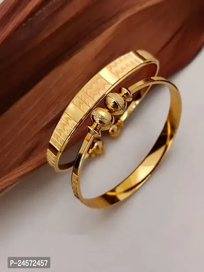 Latest Traditional Design 18k Gold Plated Adjustable Bracelet Bangles for Women (Golden)-thumb0