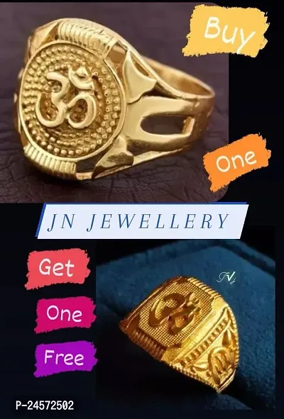 Gold plated Hindu OM good luck finger ring Men