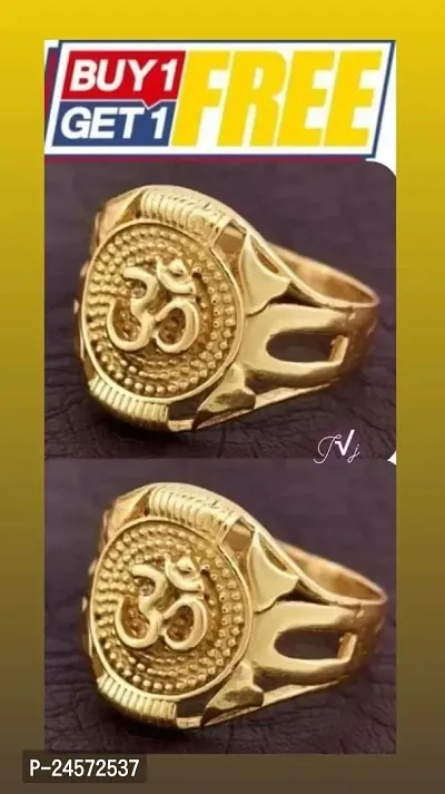 Gold plated Hindu OM good luck finger ring Men Combo