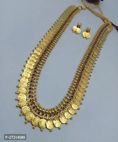Temple Jewellery Long Lakshmi Coins Necklace-thumb0