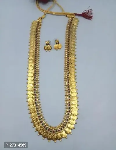 Temple Jewellery Long Lakshmi Coins Necklace-thumb2