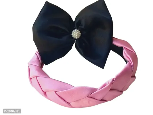 Pink and Black Satin Hairband Combo( 2pcs Set)