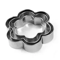 Stainless Steel Cookie Pastry Dough Vegetable Cutter, Biscuit Presser, Small Cake Molds, Round Flower Heart Star Shape,12 Pcs Silver-thumb3