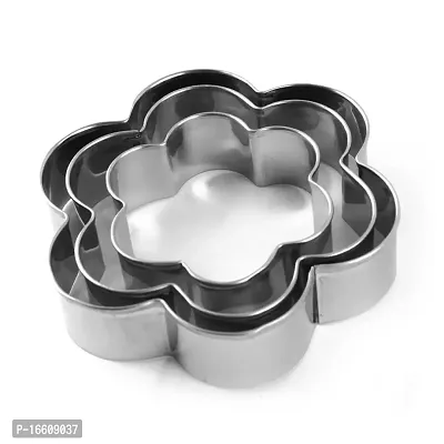 Stainless Steel Cookie Pastry Dough Vegetable Cutter, Biscuit Presser, Small Cake Molds, Round Flower Heart Star Shape,12 Pcs Silver-thumb4