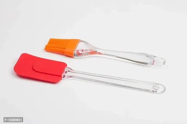 Multicolor Small Size Silicone Pastry Brush, Cooking Oil Brush And Small 2 Pc Spatula For Glazing, Baking, Basting, Flipping, Decorating And Mixing Cooking Roul 20 Cm-thumb2