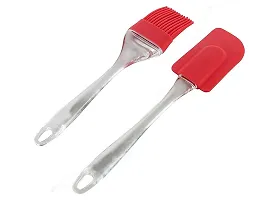 Multicolor Small Size Silicone Pastry Brush, Cooking Oil Brush And Small 2 Pc Spatula For Glazing, Baking, Basting, Flipping, Decorating And Mixing Cooking Roul 20 Cm-thumb2