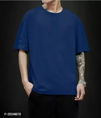 Reliable Blue Cotton Printed Round Neck Tees For Men-thumb0