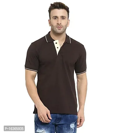 Reliable Brown Polyester Printed Polos T-Shirt For Men-thumb0