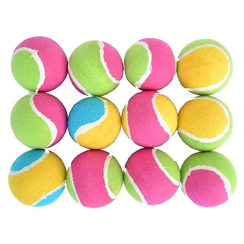 Sl Rubber/ Tennis Ball for Cricket (pack of 12,multicolour, Standard Size)