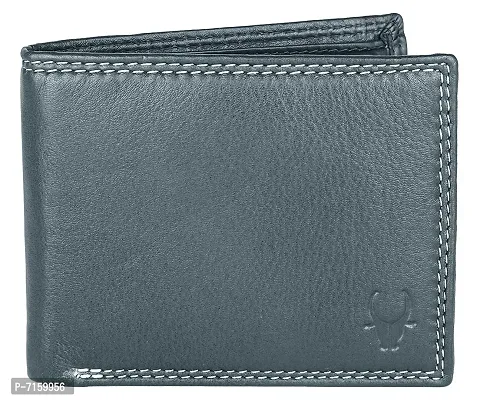 WILDHORN Classic Black Leather Wallet for Men (Ash Grey)