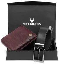 WildHorn Rakhi Gift Set for Brother - Premium Men's Combo | Gift Set of Leather Wallet  Belt  Rakhi for Brother (MAROON100)-thumb1