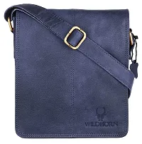 WILDHORN Leather 8 inch Sling Messenger Bag for Men I Multipurpose Crossbody Bag I Travel Bag with Adjustable Strap I Utility Bag I Dimension : L-8 inch W-3 inch H-9 inch (Distressed Blue)-thumb1