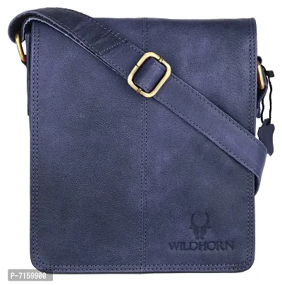 WILDHORN Leather 8 inch Sling Messenger Bag for Men I Multipurpose Crossbody Bag I Travel Bag with Adjustable Strap I Utility Bag I Dimension : L-8 inch W-3 inch H-9 inch (Distressed Blue)-thumb2