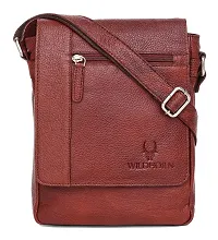 WILDHORN Leather 8.5 inch Sling Messenger Bag for Men I Multipurpose Crossbody Bag I Travel Bag with Adjustable Strap I IDIMENSION: L- 8.5inch H- 10.5inch W- 3inch (MAROON)-thumb1