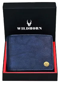 WildHorn New Design Black 100% Genuine Leather Wallet for Men (Blue)-thumb1