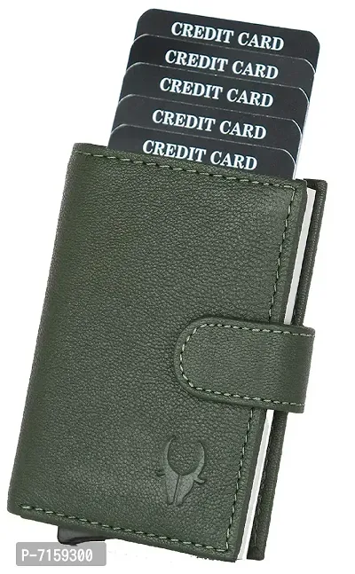 WILDHORN Wildhorn India Green Leather Unisex Card Holder (WHCRD001)