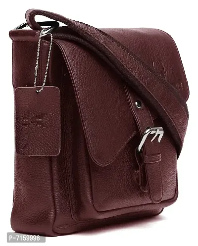 WILDHORN Leather 9 inch Sling Bag for Men I Multipurpose Crossbody Bag I Travel Bag with Adjustable Strap I DIMENSION: L- 8 inch H- 9 inch W- 3 inch (Maroon)-thumb2