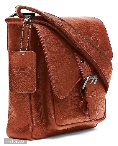 WILDHORN Original Leather 9 inch Sling Bag for Men I Multipurpose Crossbody Bag I Travel Bag with Adjustable Strap I DIMENSION: L- 8 inch H- 9 inch W- 3 inch (Tan Nappa)-thumb2