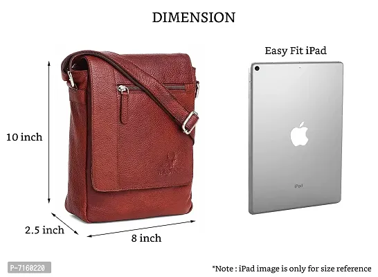 WILDHORN Leather 8.5 inch Sling Messenger Bag for Men I Multipurpose Crossbody Bag I Travel Bag with Adjustable Strap I IDIMENSION: L- 8.5inch H- 10.5inch W- 3inch (MAROON)-thumb3